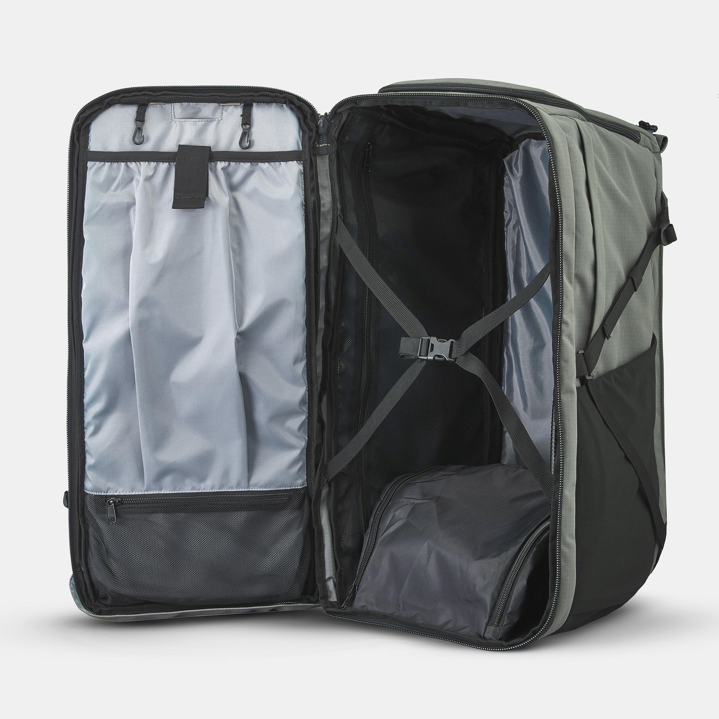 decathlon-zaino-viaggio-589nug-1.jpg Zaino trekking uomo TRAVEL 900 70+6L kaki - immagine 1