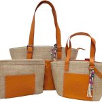 NAJ OLEARI Set 3 Borse in Pelle Sintetica Effetto Paglia, con Zip, Tracolla, Taschini Interni, Grande 26x30x12 cm, Media 19x22x9 cm, Piccola 25X20 ...