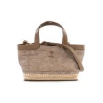 Borsa a mano marrone da donna con fondo effetto paglia Naj Oleari
