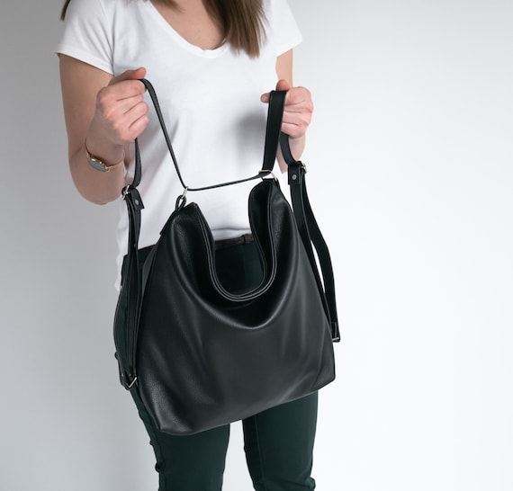 zaino-borsa-551pyk-1.jpg Zaino convertibile, borsa a tracolla nera, zaino in pelle naturale, borsa a spalla in pelle, borsa a tracolla nera in pelle, borsa per laptop Etsy Italia - immagine 1