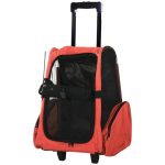PawHut Trasportino Zaino 2 in 1 per Cani e Gatti con Tasche Laterali, Maniglia Telescopica e Ruote, 42x25x55cm, Rosso | Aosom Italy
