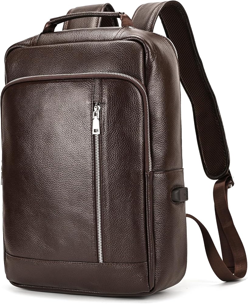 zaino-elegante-uomo-796hkt-1.jpg Zaino Business Uomo Pelle Vintage Zaini per 15,6 pollici MacBook Laptop Daypack per Ufficio Zainetto Grande in Vera Pelle, Zaino per computer ... - immagine 1