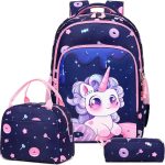 Zaino Scuola Elementare Bambina – 42x30x20 Cm, Con Borse Pranzo E Astuccio, Schienale Traspirante, Tasche Laterali, Impermeabile, Regalo Perfetto
